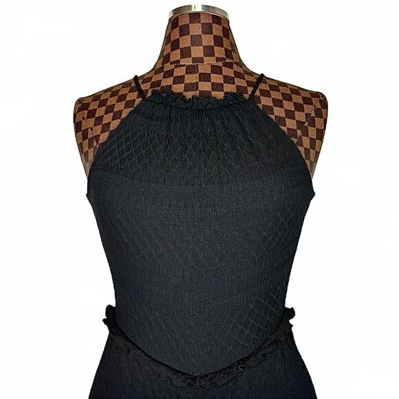 Ali & Jay Black Gauze Jumpsuit S/M Boho Whimsigoth 1-Piece High Neck Wide Leg - Picture 2 of 8